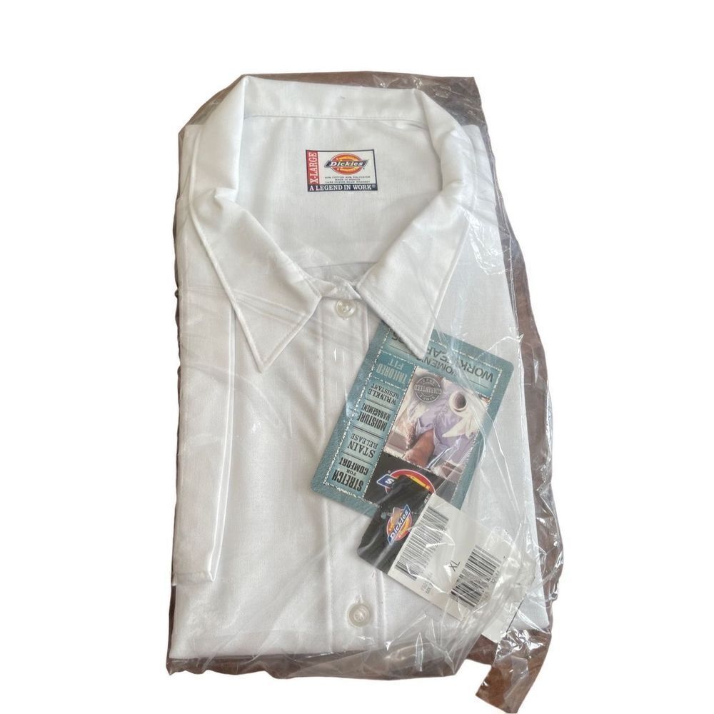 Dickies Women’s Workwear Stain Resistant ButtonUp Workwear Button White Sz XL